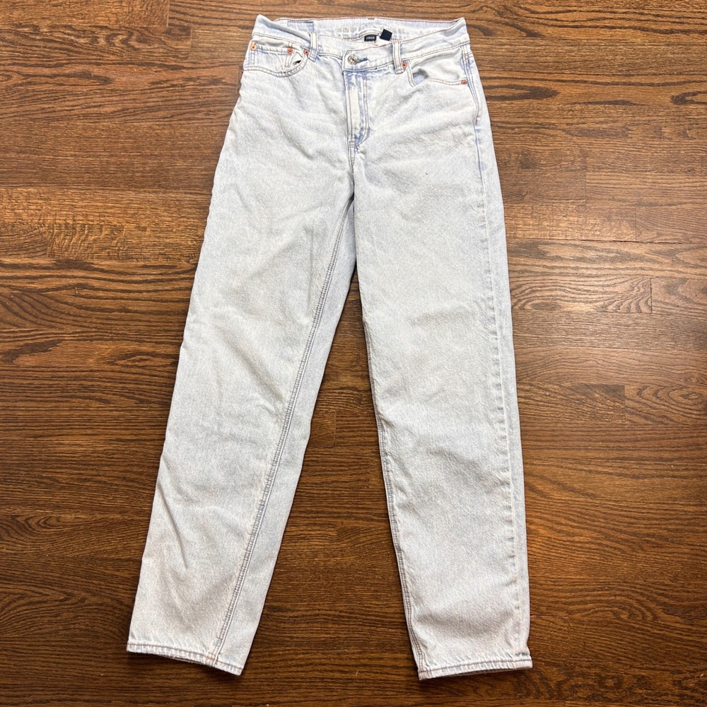 American Eagle Super High-Rise Baggy Straight Jeans Womens 2 Blue Strigid